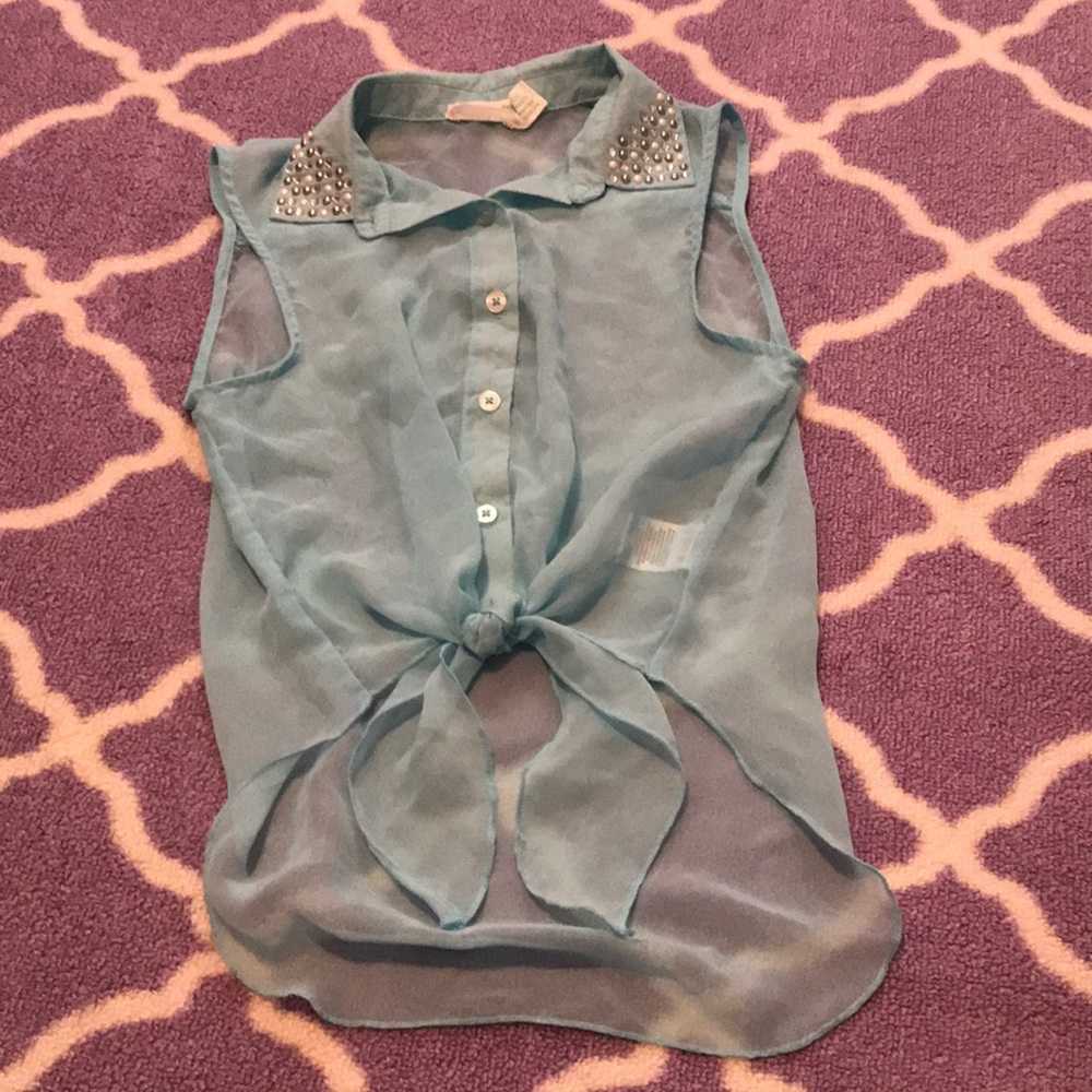 XS Highlow turquoise blouse